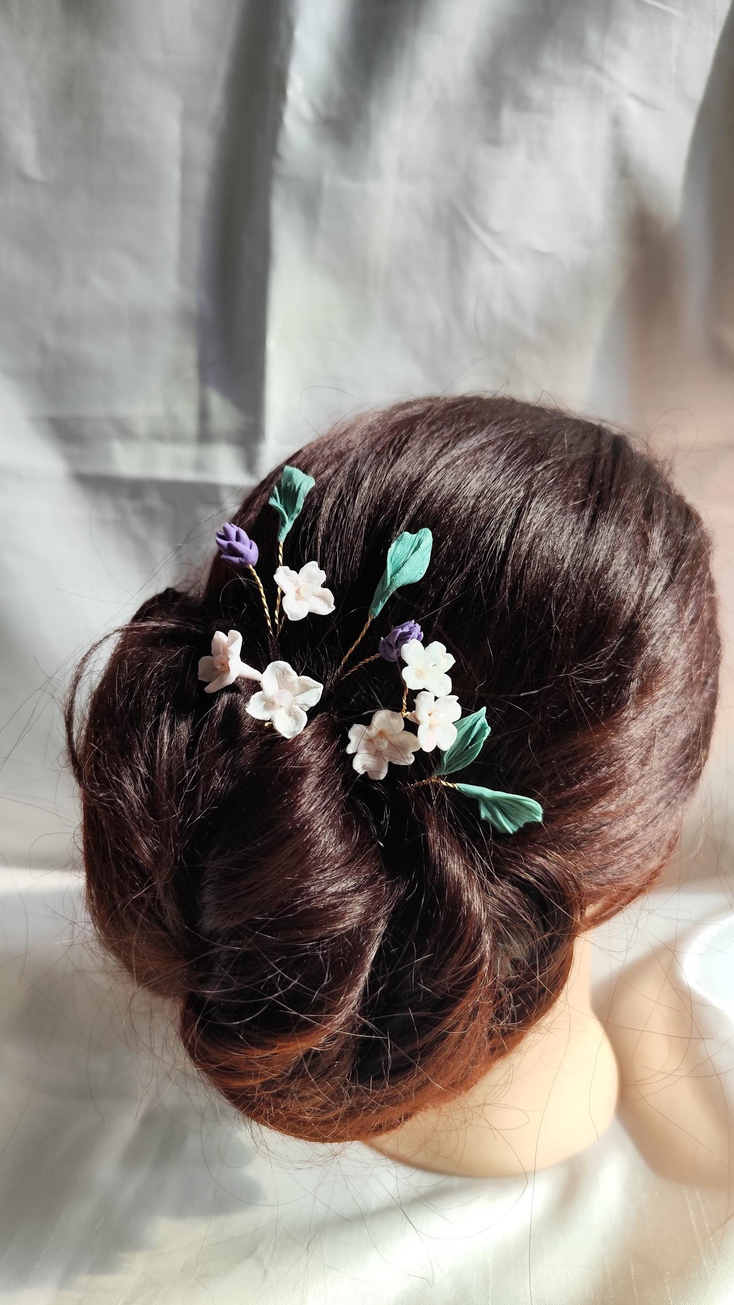 Conjunto de 5 horquillas con flores y hojas