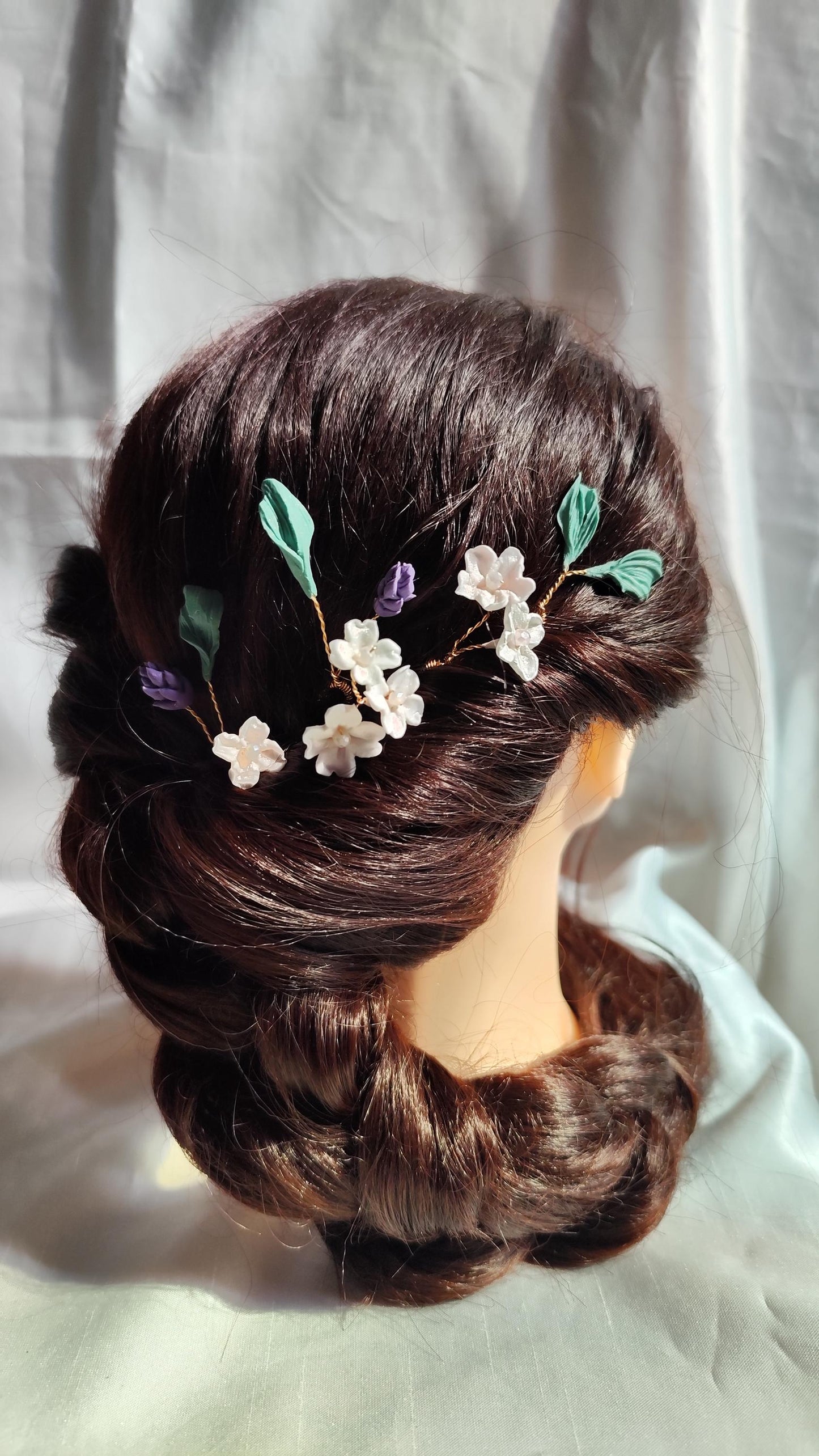 Conjunto de 5 horquillas con flores y hojas