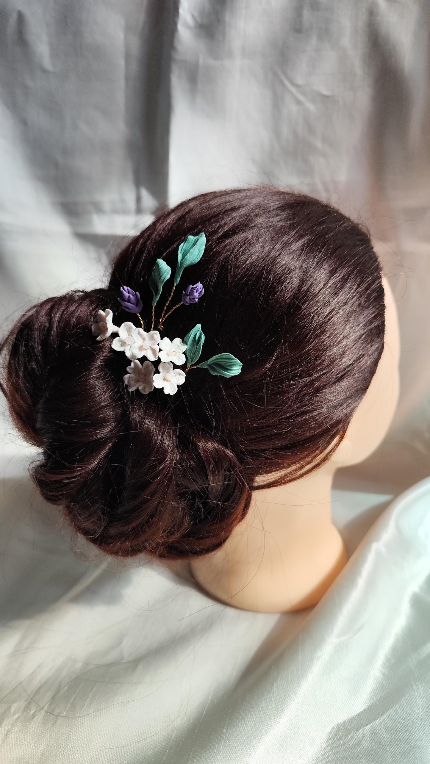 Conjunto de 5 horquillas con flores y hojas