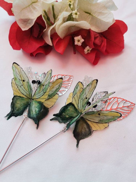 Pareja de alfileres de mariposa 3D para novio y padrino
