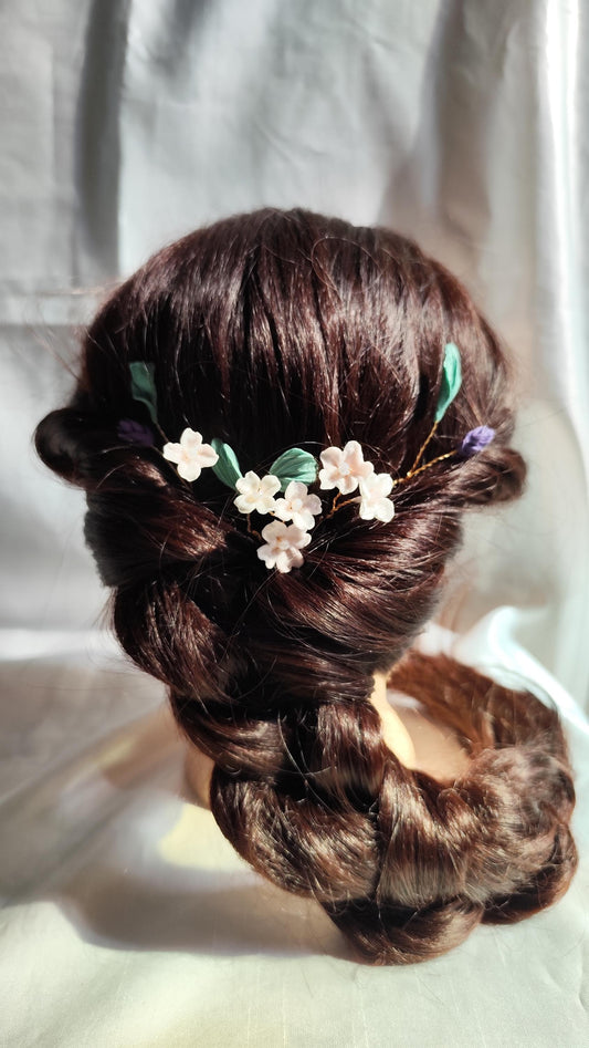 Conjunto de 5 horquillas con flores y hojas
