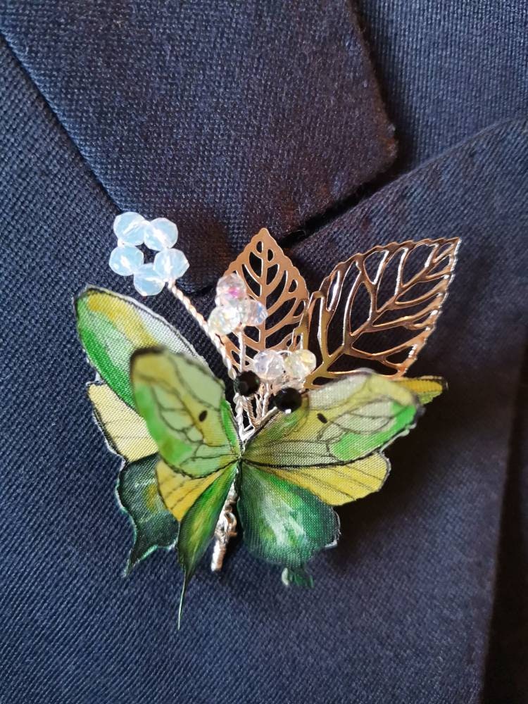 Pareja de alfileres de mariposa 3D para novio y padrino
